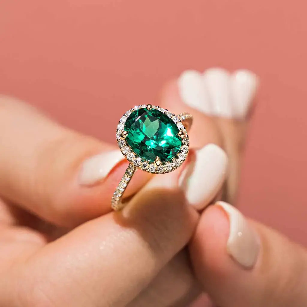 Lab created gemstone hot sale engagement rings