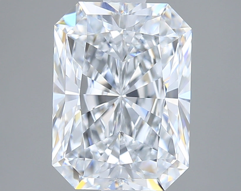 2.56 Carat Radiant Shaped, Ideal Cut, D Color, VVS2 Clarity, IGI Certified Lab Grown Diamond