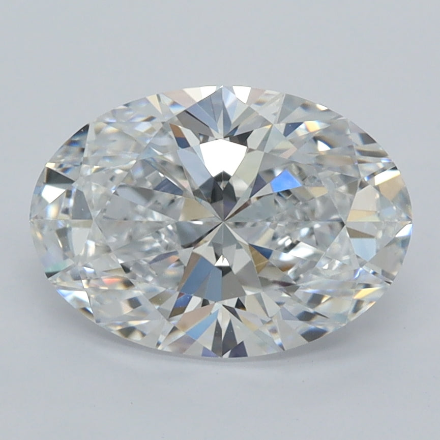 2.01 Carat Oval Shaped, Ideal Cut, D Color, VVS2 Clarity, GCAL Certified Lab Grown Diamond