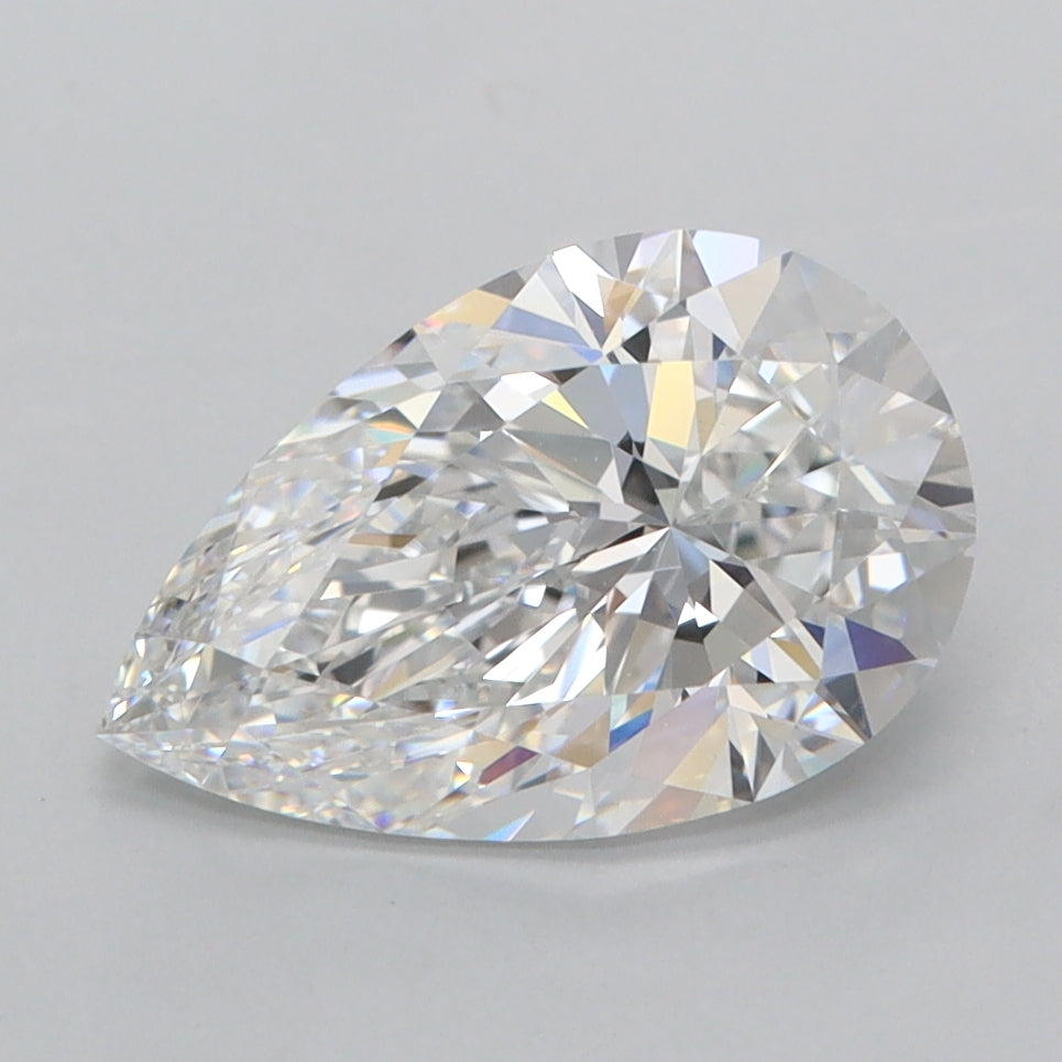 2.18 Carat Pear Shaped, Ideal Cut, D Color, FL Clarity, IGI Certified Lab Grown Diamond