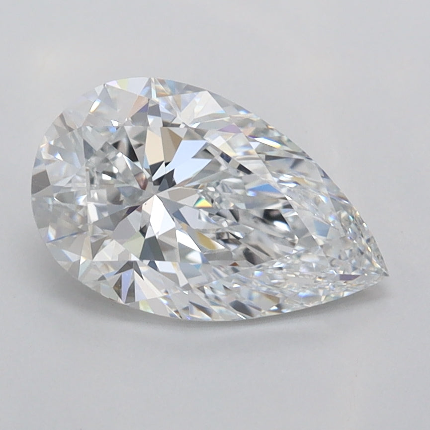 1.48 Carat Pear Shaped, Ideal Cut, D Color, VVS2 Clarity, IGI Certified Lab Grown Diamond