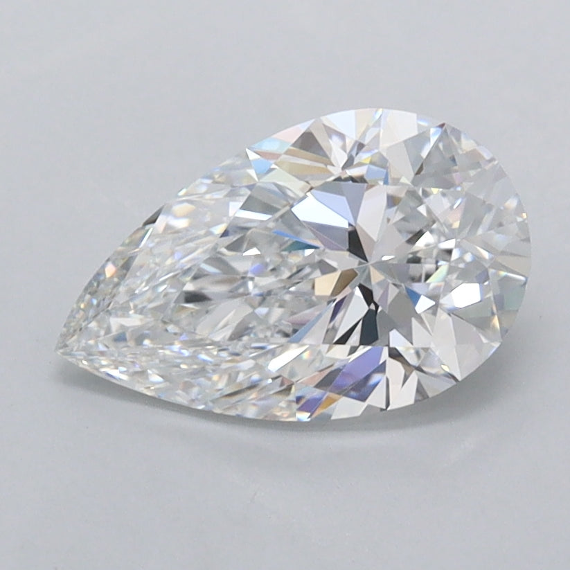 1.25 Carat Pear Shaped, Excellent Cut, D Color, FL Clarity, IGI Certified Lab Grown Diamond