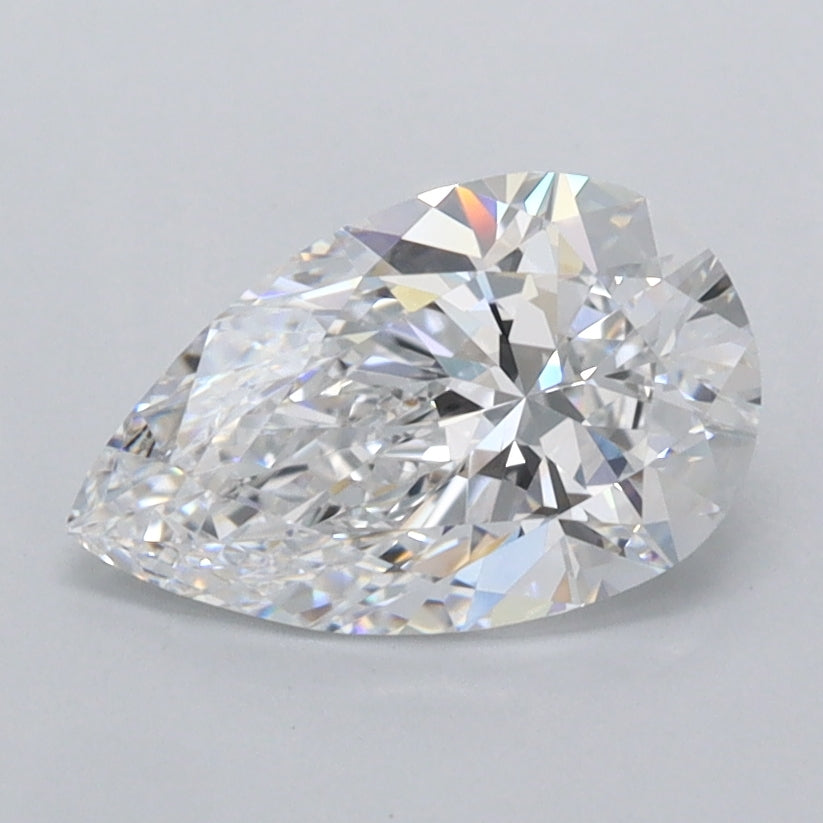 1.33 Carat Pear Shaped, Excellent Cut, D Color, FL Clarity, IGI Certified Lab Grown Diamond