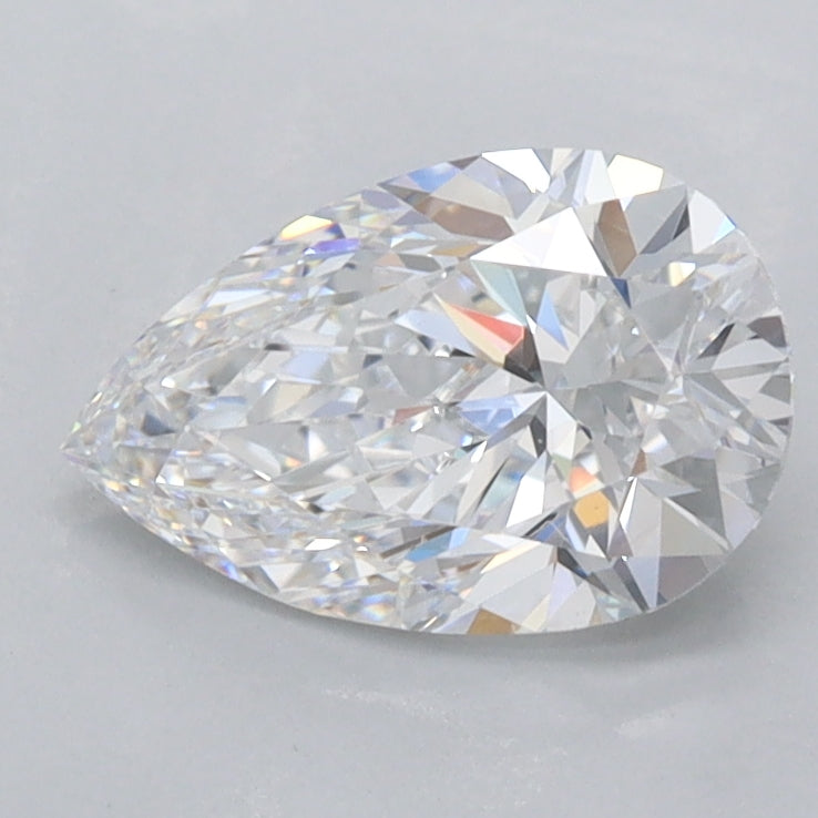 1.30 Carat Pear Shaped, Excellent Cut, D Color, FL Clarity, IGI Certified Lab Grown Diamond