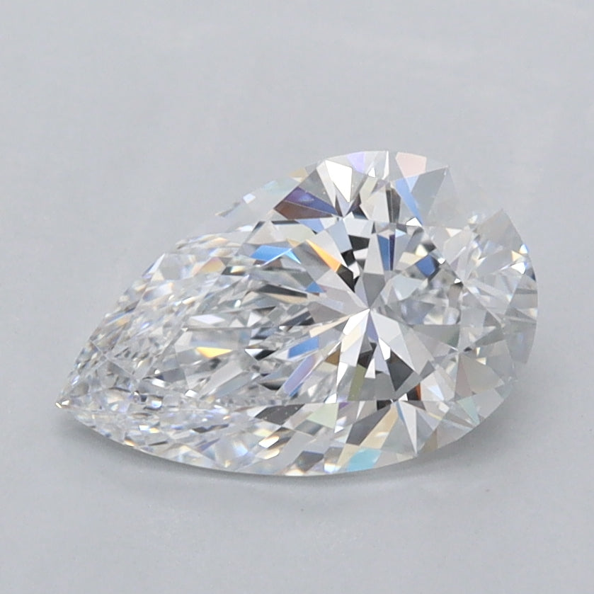 1.25 Carat Pear Shaped, Ideal Cut, D Color, FL Clarity, IGI Certified Lab Grown Diamond