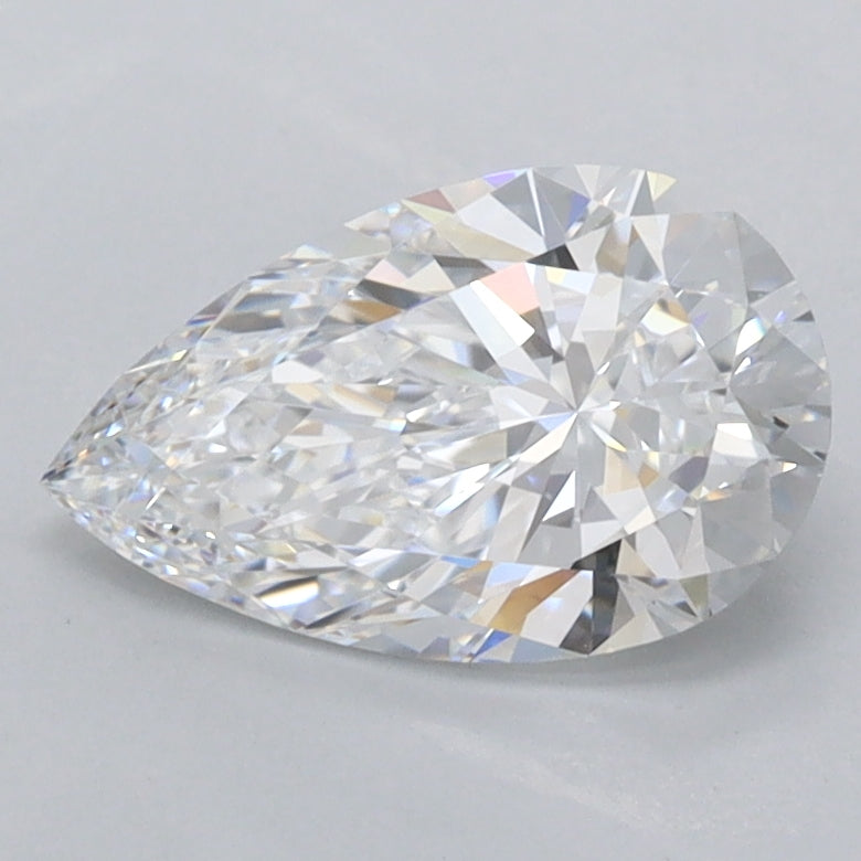 1.31 Carat Pear Shaped, Ideal Cut, D Color, FL Clarity, IGI Certified Lab Grown Diamond