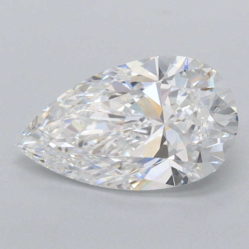 1.35 Carat Pear Shaped, Ideal Cut, D Color, FL Clarity, IGI Certified Lab Grown Diamond