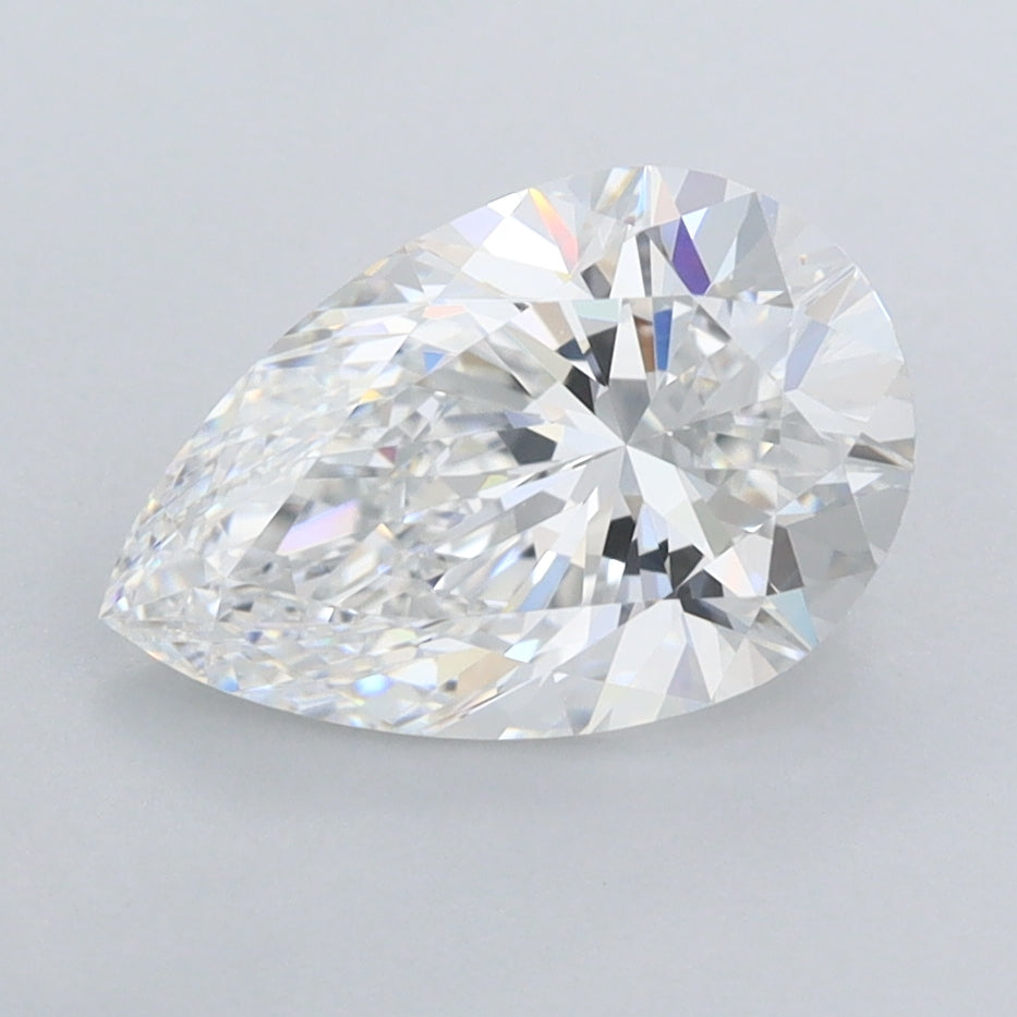 2.00 Carat Pear Shaped, Excellent Cut, D Color, FL Clarity, IGI Certified Lab Grown Diamond