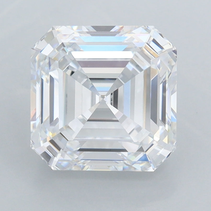 2.57 Carat Asscher Shaped, Ideal Cut, D Color, FL Clarity, IGI Certified Lab Grown Diamond