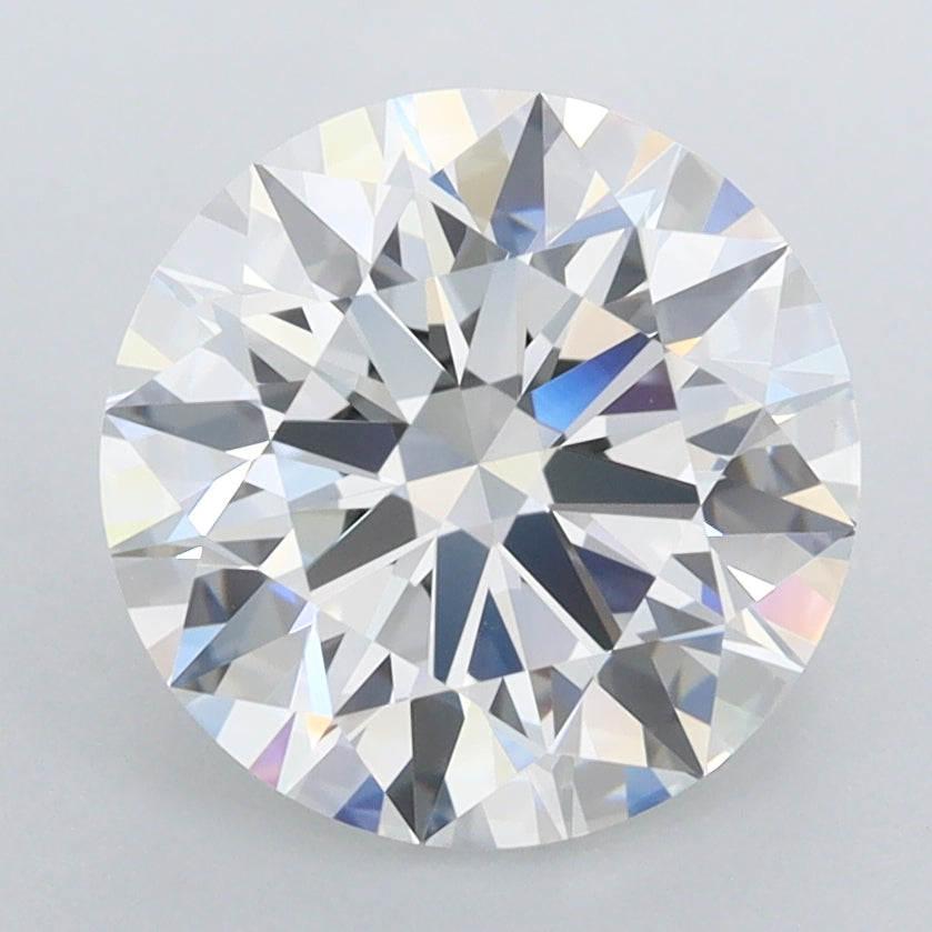 3.11 Carat Round Shaped, E Color, VVS2 Clarity, GCAL Certified Lab Grown Diamond