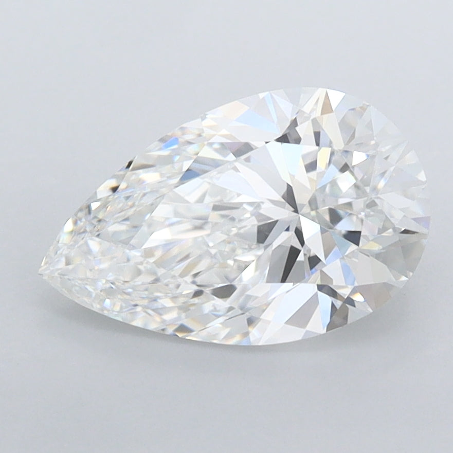 1.68 Carat Pear Shaped, Ideal Cut, D Color, FL Clarity, IGI Certified Lab Grown Diamond