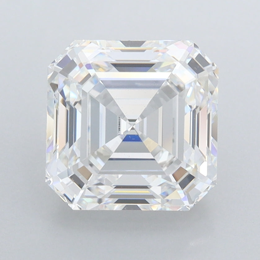 2.54 Carat Asscher Shaped, Ideal Cut, D Color, FL Clarity, IGI Certified Lab Grown Diamond