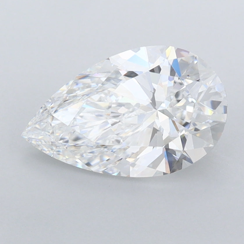 1.45 Carat Pear Shaped, Ideal Cut, D Color, FL Clarity, IGI Certified Lab Grown Diamond
