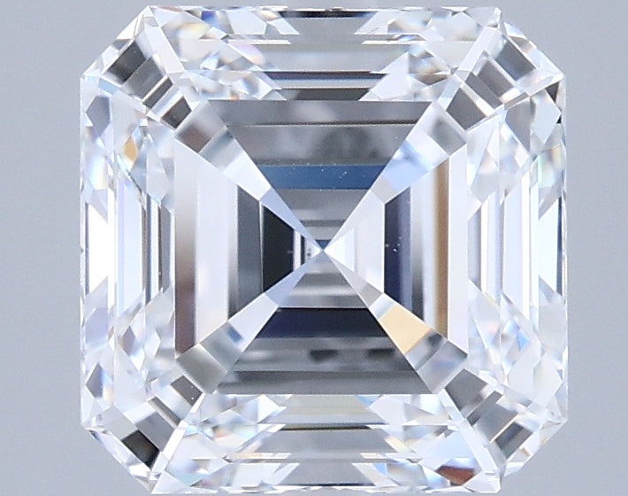 2.43 Carat Asscher Shaped, Ideal Cut, E Color, VVS1 Clarity, IGI Certified Lab Grown Diamond