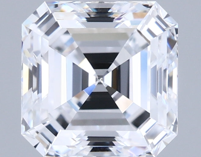 1.68 Carat Asscher Shaped, Ideal Cut, E Color, FL Clarity, IGI Certified Lab Grown Diamond