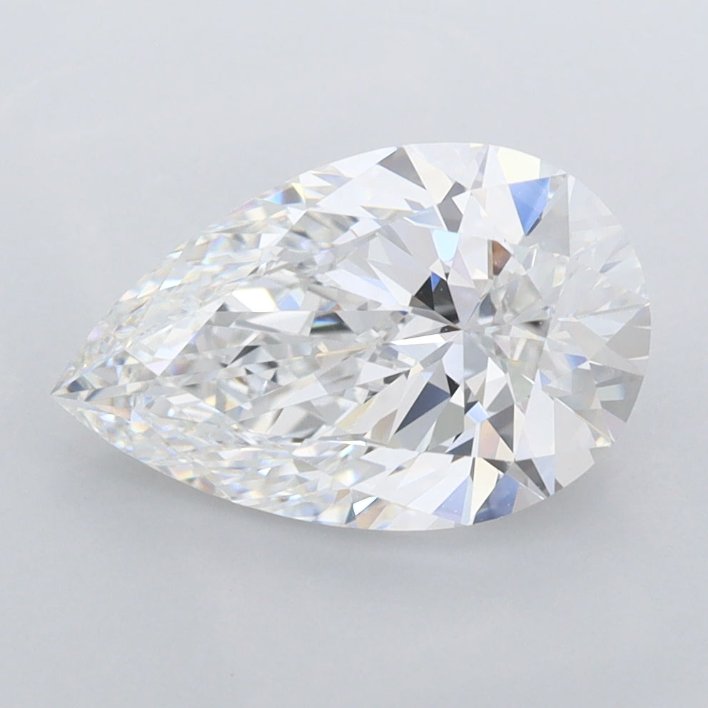 2.57 Carat Pear Shaped, Ideal Cut, E Color, FL Clarity, IGI Certified Lab Grown Diamond