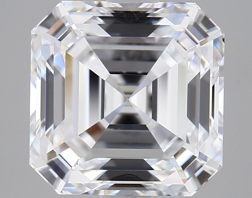 2.55 Carat Asscher Shaped, Ideal Cut, E Color, VVS1 Clarity, IGI Certified Lab Grown Diamond