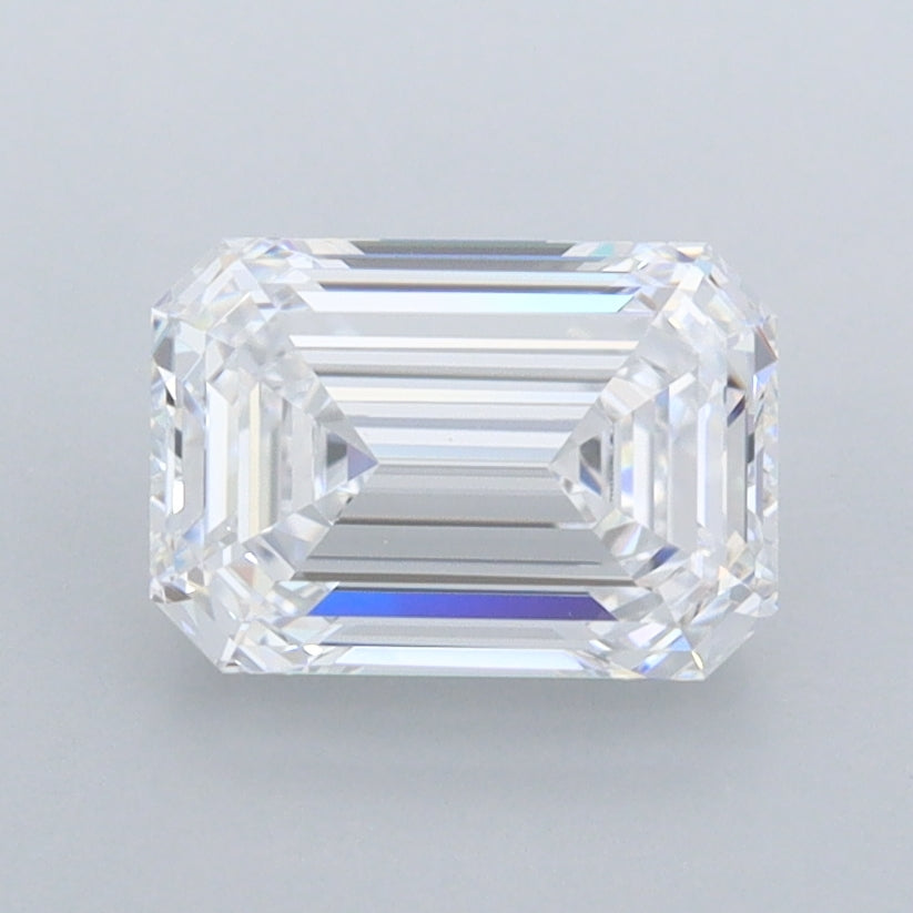 1.57 Carat Emerald Shaped, Ideal Cut, D Color, FL Clarity, IGI Certified Lab Grown Diamond