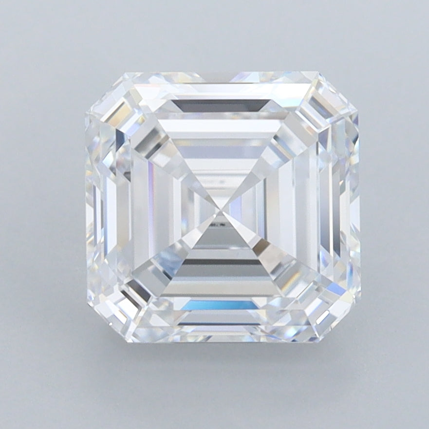 2.84 Carat Asscher Shaped, Excellent Cut, E Color, FL Clarity, IGI Certified Lab Grown Diamond