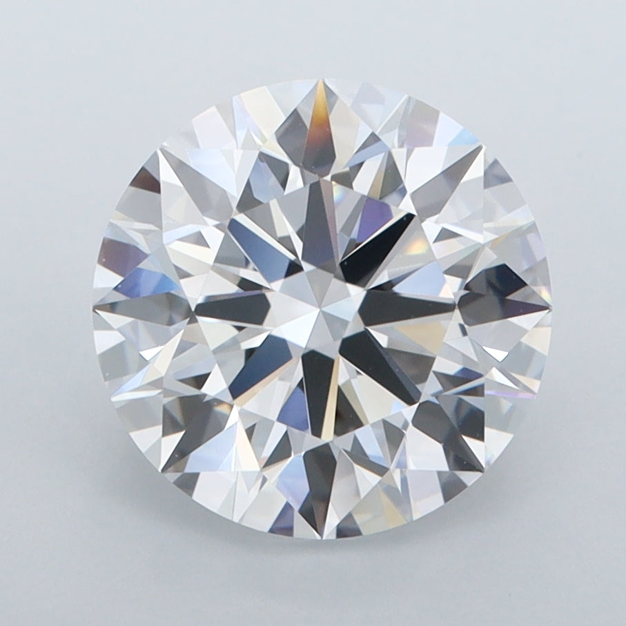 3.09 Carat Round Shaped, D Color, VVS2 Clarity, GCAL Certified Lab Grown Diamond