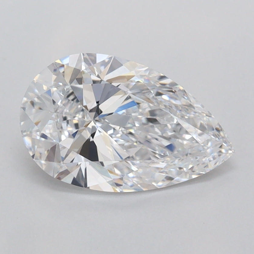 1.28 Carat Pear Shaped, Ideal Cut, D Color, FL Clarity, IGI Certified Lab Grown Diamond