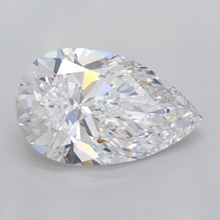 1.87 Carat Pear Shaped, Ideal Cut, D Color, FL Clarity, IGI Certified Lab Grown Diamond