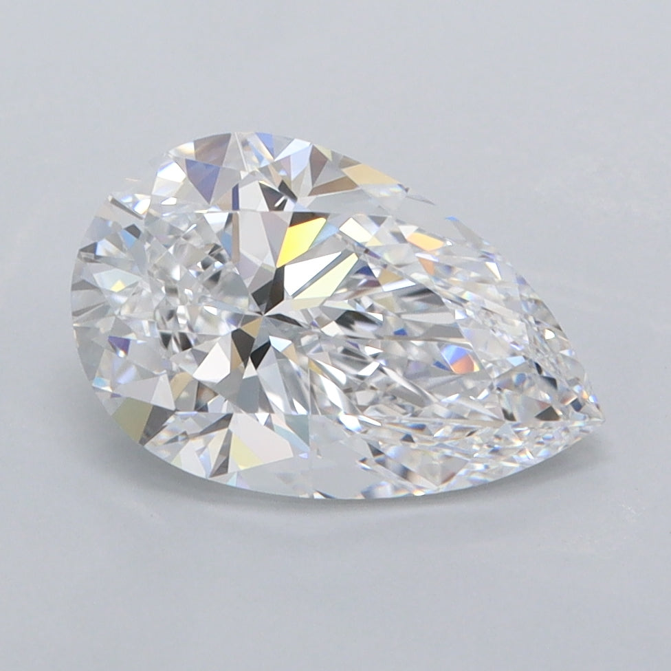 2.02 Carat Pear Shaped, Ideal Cut, D Color, FL Clarity, IGI Certified Lab Grown Diamond