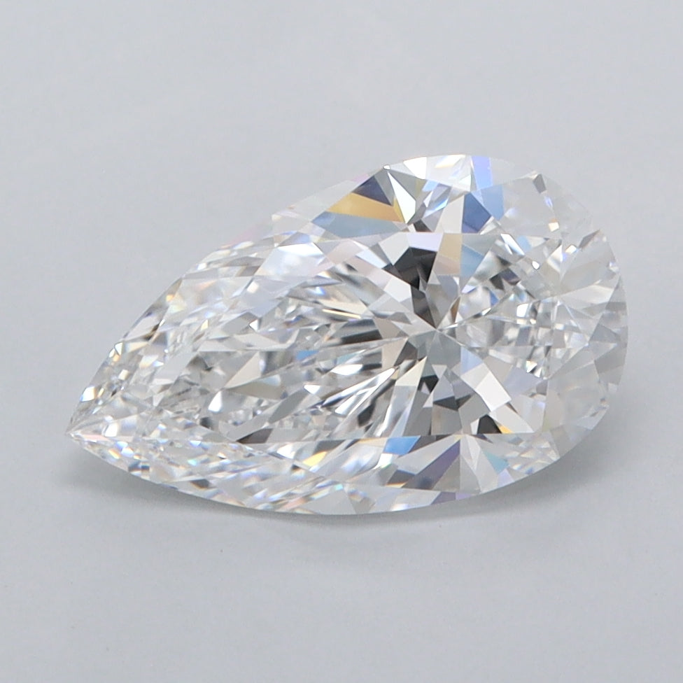 1.84 Carat Pear Shaped, Ideal Cut, D Color, FL Clarity, IGI Certified Lab Grown Diamond