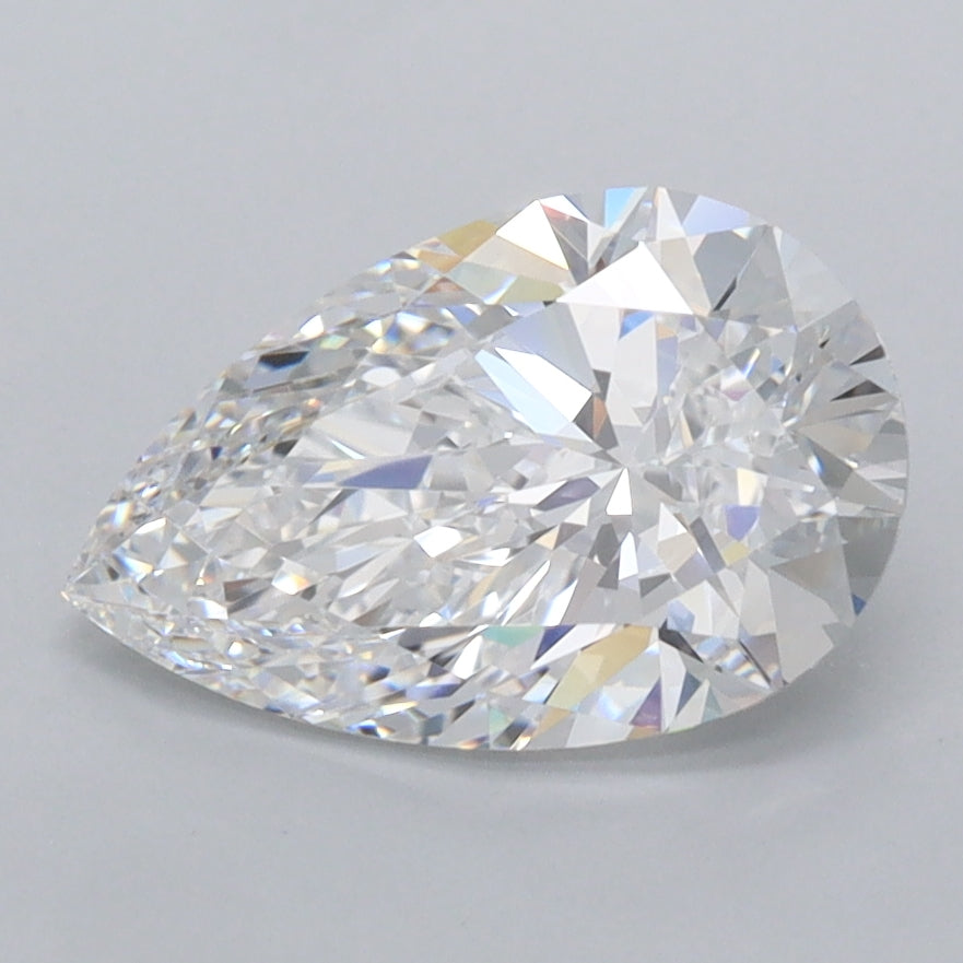 1.90 Carat Pear Shaped, Ideal Cut, D Color, FL Clarity, IGI Certified Lab Grown Diamond