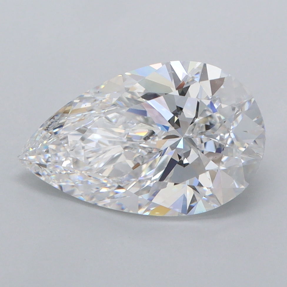 2.18 Carat Pear Shaped, Ideal Cut, D Color, FL Clarity, IGI Certified Lab Grown Diamond