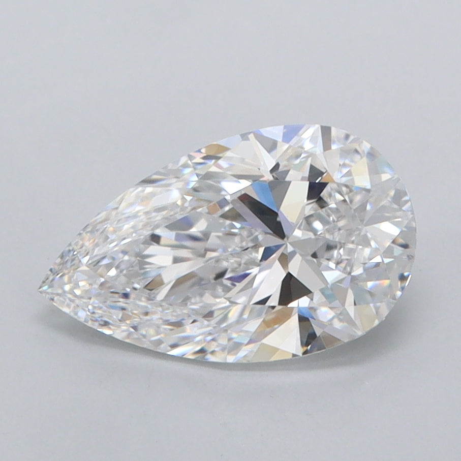 1.46 Carat Pear Shaped, Excellent Cut, D Color, FL Clarity, IGI Certified Lab Grown Diamond
