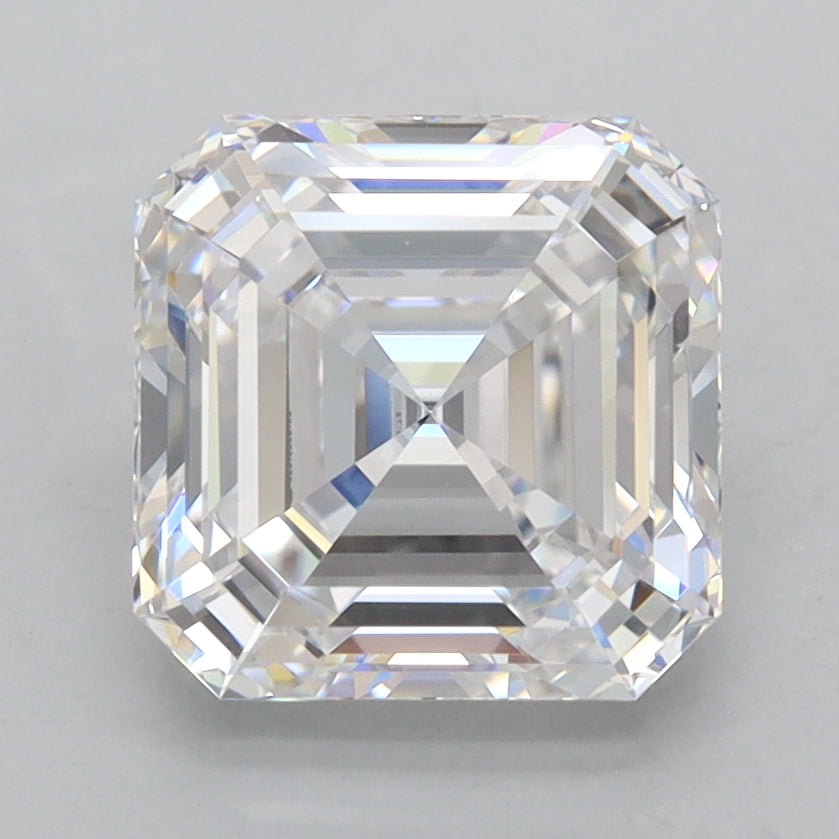 2.84 Carat Asscher Shaped, Ideal Cut, D Color, FL Clarity, IGI Certified Lab Grown Diamond