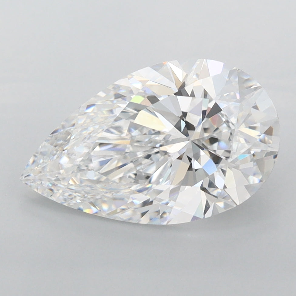 2.43 Carat Pear Shaped, Ideal Cut, D Color, FL Clarity, IGI Certified Lab Grown Diamond