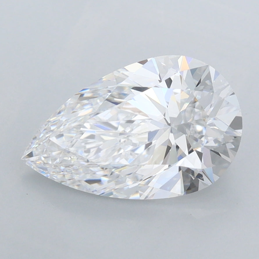 1.69 Carat Pear Shaped, Ideal Cut, D Color, FL Clarity, IGI Certified Lab Grown Diamond