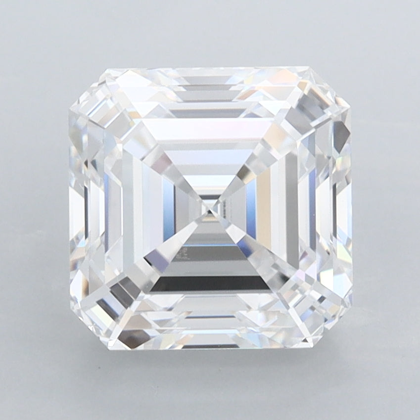 2.79 Carat Asscher Shaped, Ideal Cut, D Color, FL Clarity, IGI Certified Lab Grown Diamond