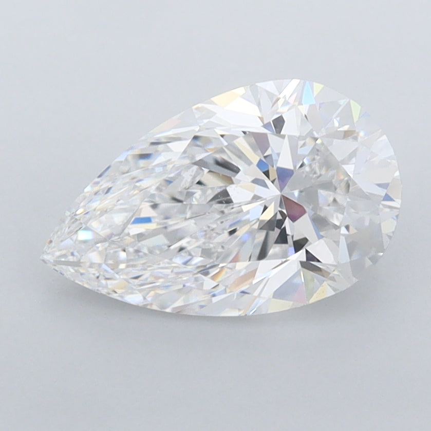 1.53 Carat Pear Shaped, Very Good Cut, D Color, IF Clarity, IGI Certified Lab Grown Diamond