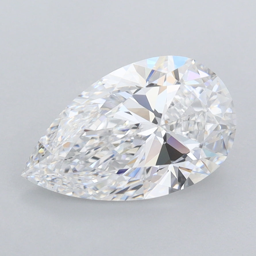 1.58 Carat Pear Shaped, Ideal Cut, D Color, FL Clarity, IGI Certified Lab Grown Diamond