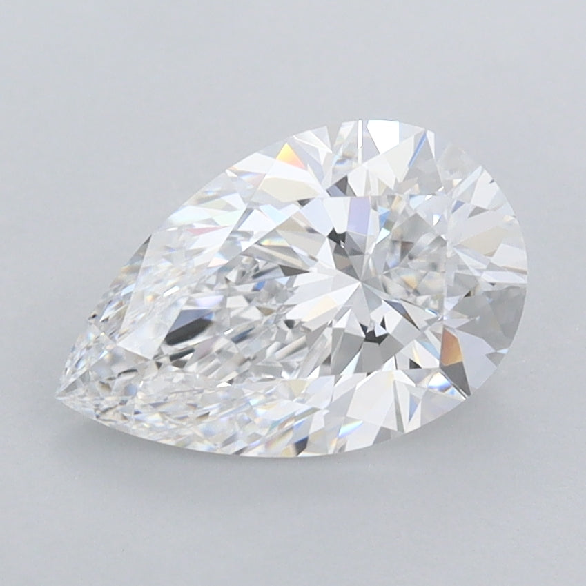 1.45 Carat Pear Shaped, Excellent Cut, D Color, FL Clarity, IGI Certified Lab Grown Diamond