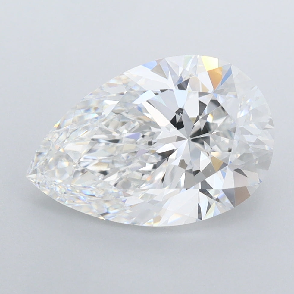 2.54 Carat Pear Shaped, Ideal Cut, E Color, FL Clarity, IGI Certified Lab Grown Diamond