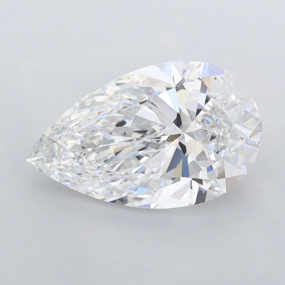 2.17 Carat Pear Shaped, Ideal Cut, E Color, FL Clarity, IGI Certified Lab Grown Diamond