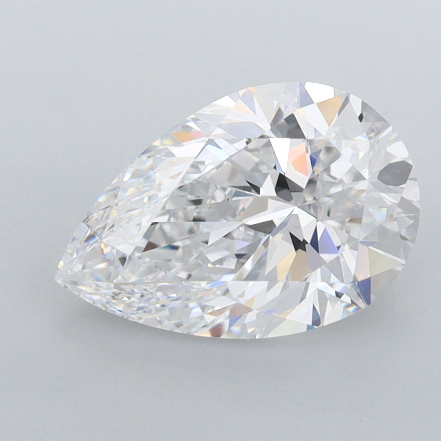 2.18 Carat Pear Shaped, Ideal Cut, D Color, FL Clarity, IGI Certified Lab Grown Diamond