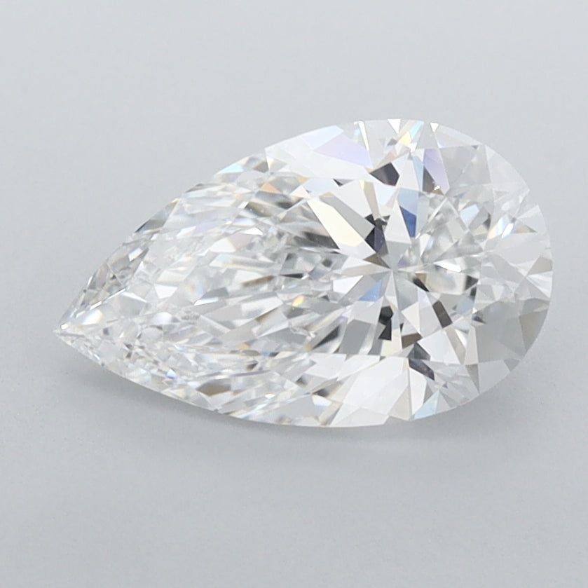 1.34 Carat Pear Shaped, Excellent Cut, D Color, IF Clarity, IGI Certified Lab Grown Diamond