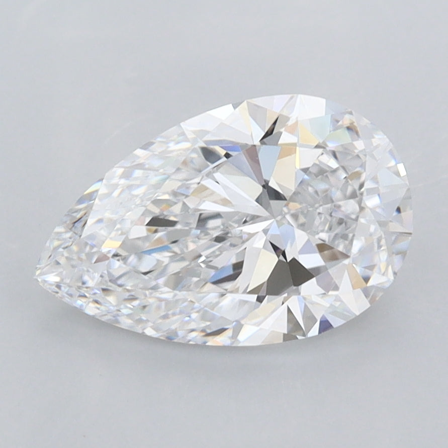 1.63 Carat Pear Shaped, Ideal Cut, D Color, FL Clarity, IGI Certified Lab Grown Diamond