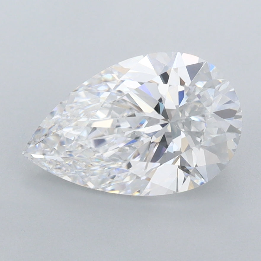 1.60 Carat Pear Shaped, Ideal Cut, D Color, IF Clarity, IGI Certified Lab Grown Diamond