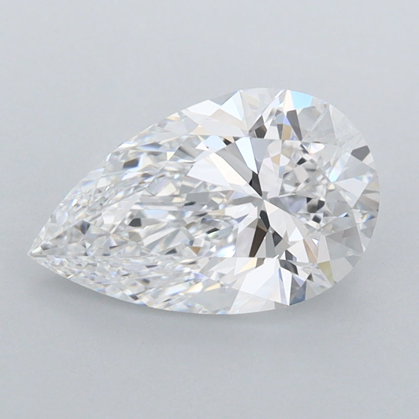 1.51 Carat Pear Shaped, Excellent Cut, D Color, FL Clarity, IGI Certified Lab Grown Diamond