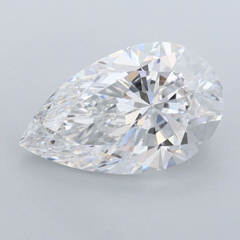 1.55 Carat Pear Shaped, Excellent Cut, D Color, IF Clarity, IGI Certified Lab Grown Diamond