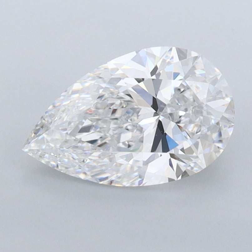 1.36 Carat Pear Shaped, Excellent Cut, D Color, FL Clarity, IGI Certified Lab Grown Diamond