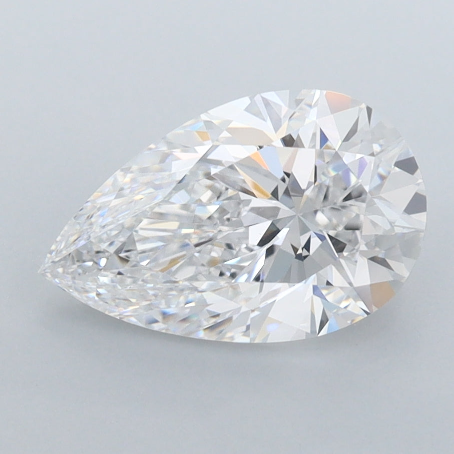2.10 Carat Pear Shaped, Excellent Cut, D Color, FL Clarity, IGI Certified Lab Grown Diamond