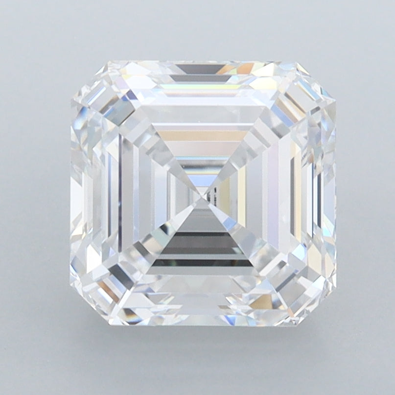 2.58 Carat Asscher Shaped, Ideal Cut, E Color, FL Clarity, IGI Certified Lab Grown Diamond