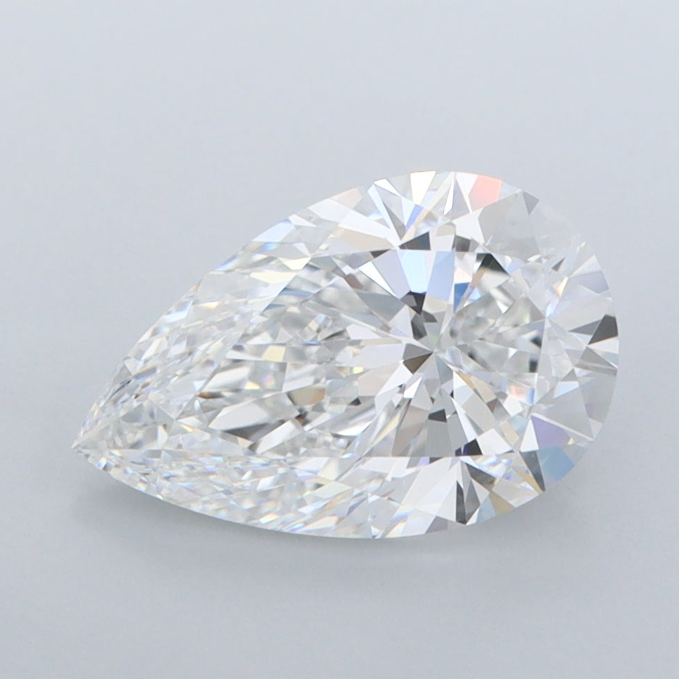 2.18 Carat Pear Shaped, Ideal Cut, E Color, FL Clarity, IGI Certified Lab Grown Diamond